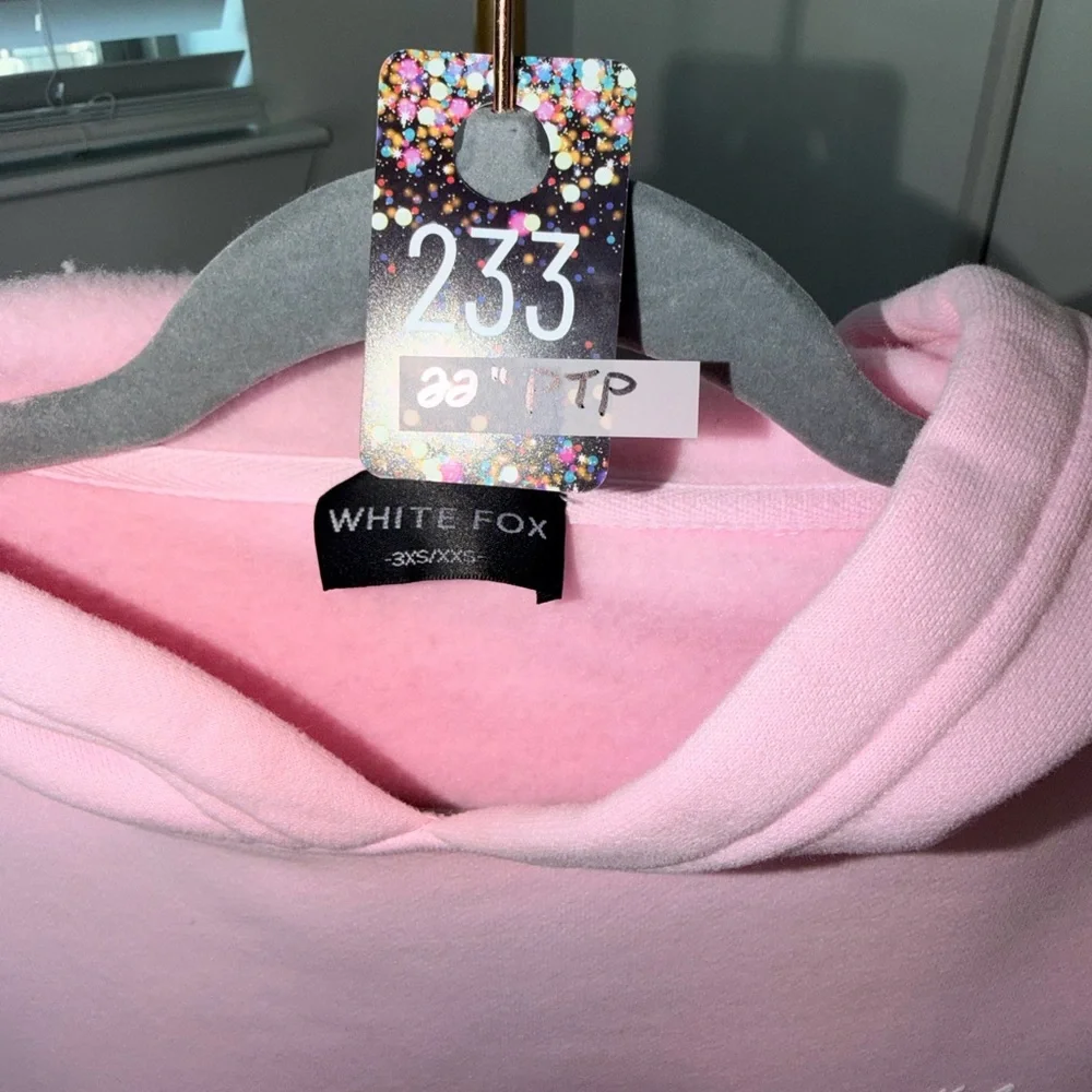 SOLD 233. White Fox With Love Always Oversized Hoodie Baby Pink - Picture 2 of 7